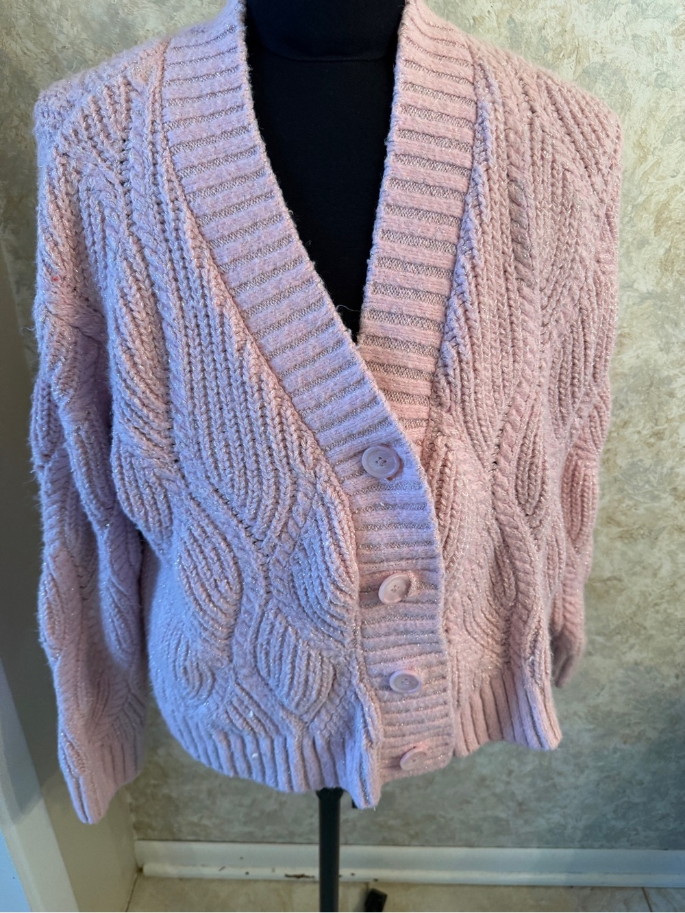 Universal threads Soft Pink Cable Knit Button-Up Women's Sweater Cardigan